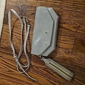 Anthropologie Gray Soft Leather Wristlet Clutch Wallet